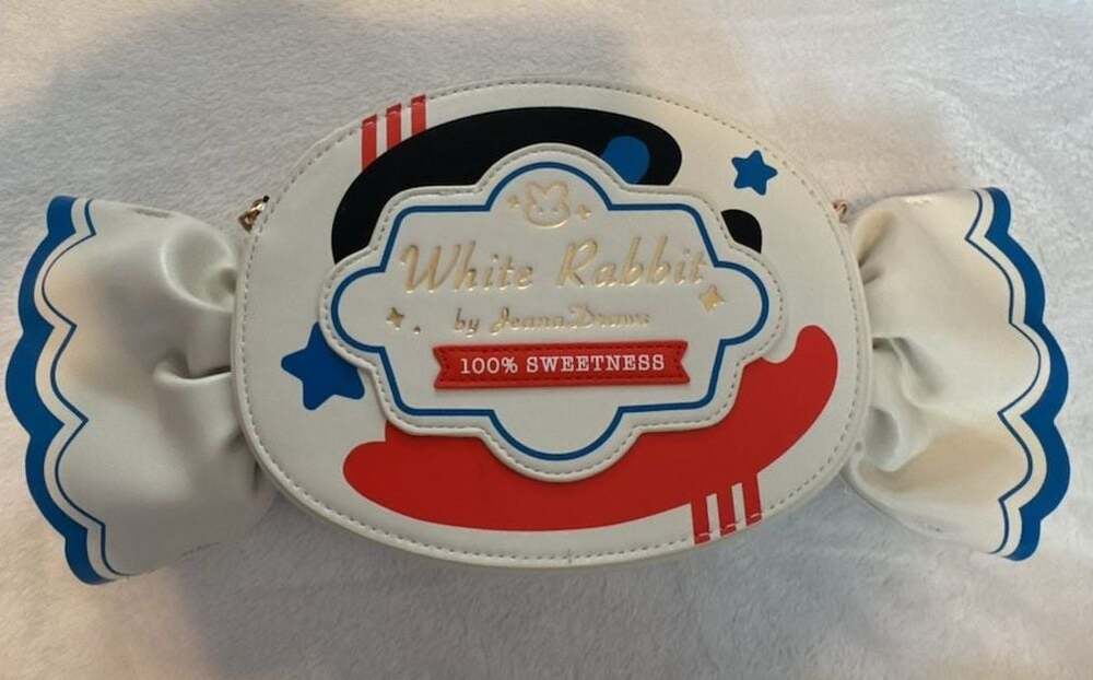 White Rabbit by Jeana Draws Candy Wrapper Crossbody Bag